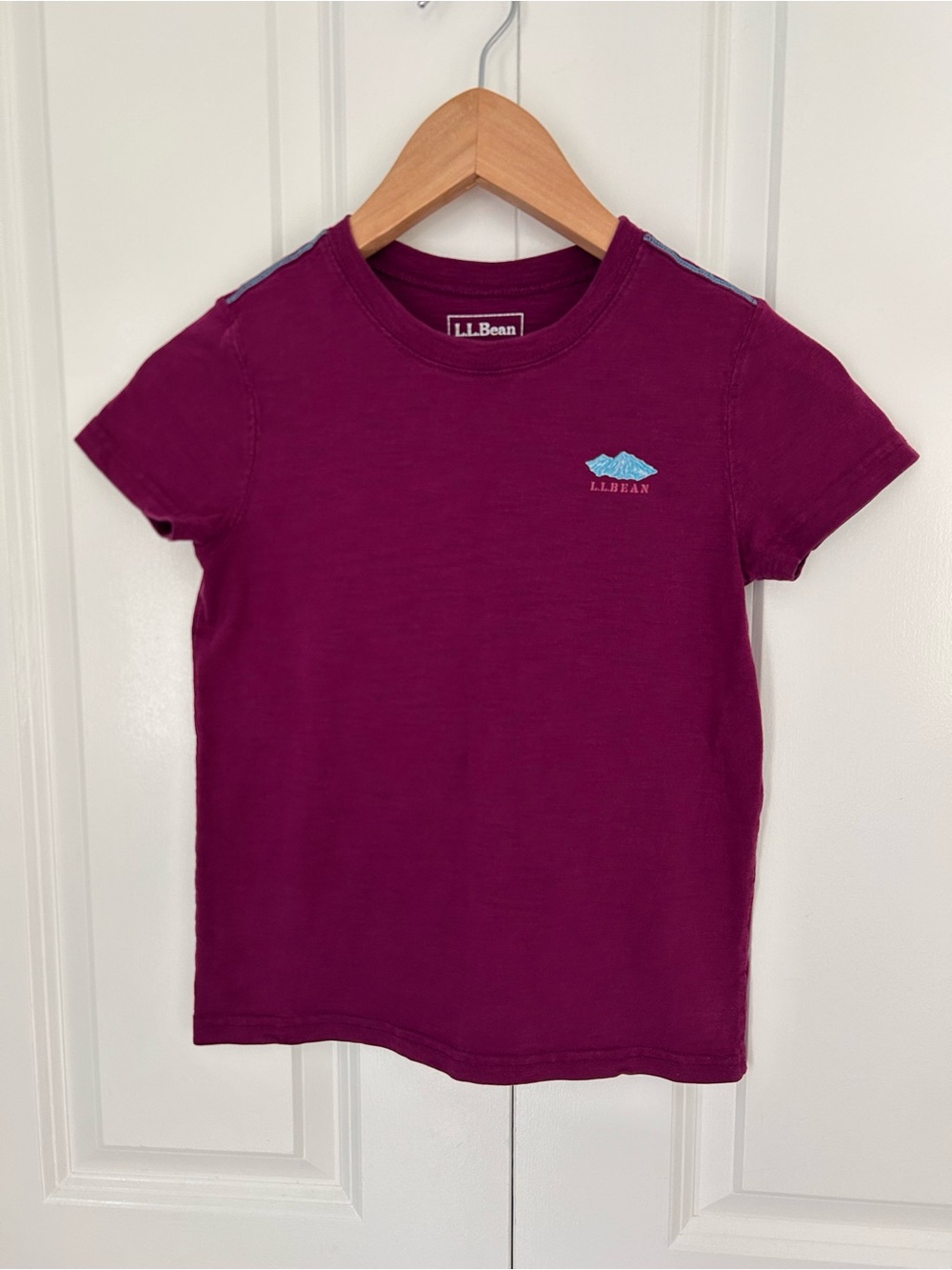 L.L.Bean girls size 6-7 cotton tshirt purple “climb every mountain” outdoors